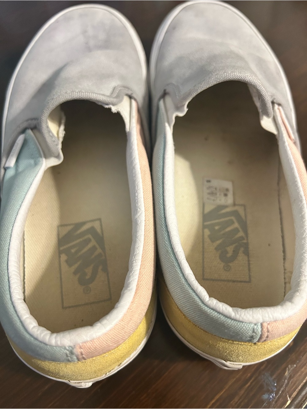 Women’s Slip-On Vans in Light Gray with Pastel Accents - Picture 4 of 9